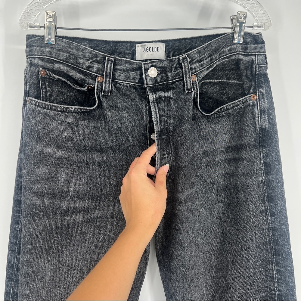 AGOLDE Kelly Black Straight Leg High Waist Classic Designer Denim Jeans 29 - Picture 4 of 10